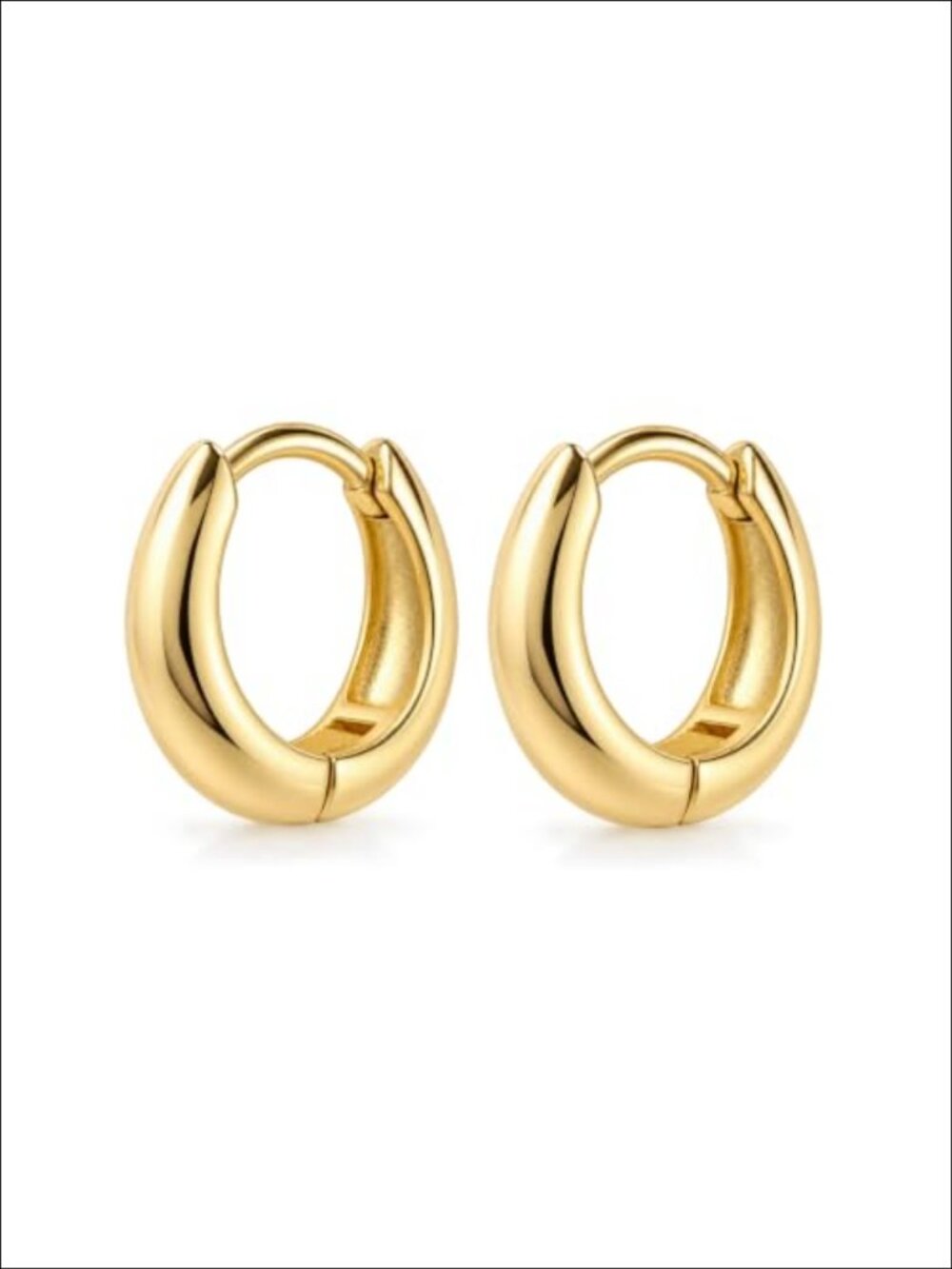 14K Gold Plated Chunky Huggie Hoop Earrings 13mm Mini Dainty